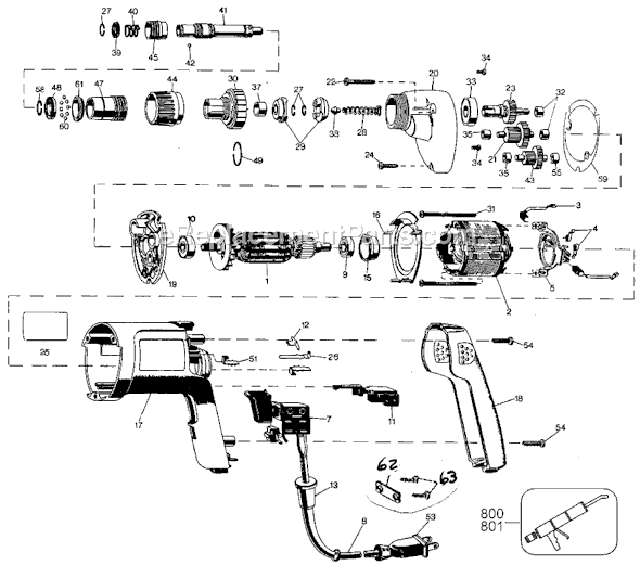 Page A Diagram and Parts List for 2050 Type 102 Black and Decker Electric Drill